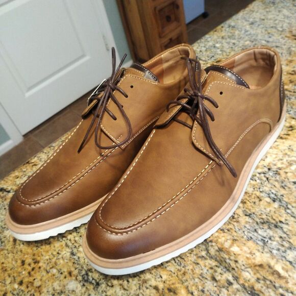 New York & Company Men's Casual Lace Up Leather Shoes Brown Size 12 NWT - Picture 4 of 12